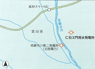 仁右ヱ門用水発電所位置図