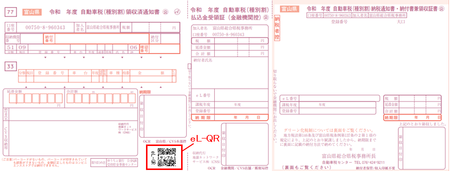 自動車税（種別割）納付書のイメージ