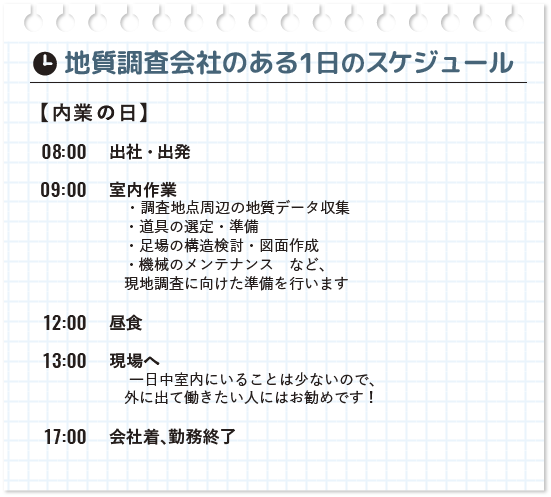 地質調査会社のある1日のスケジュール（内業の日）