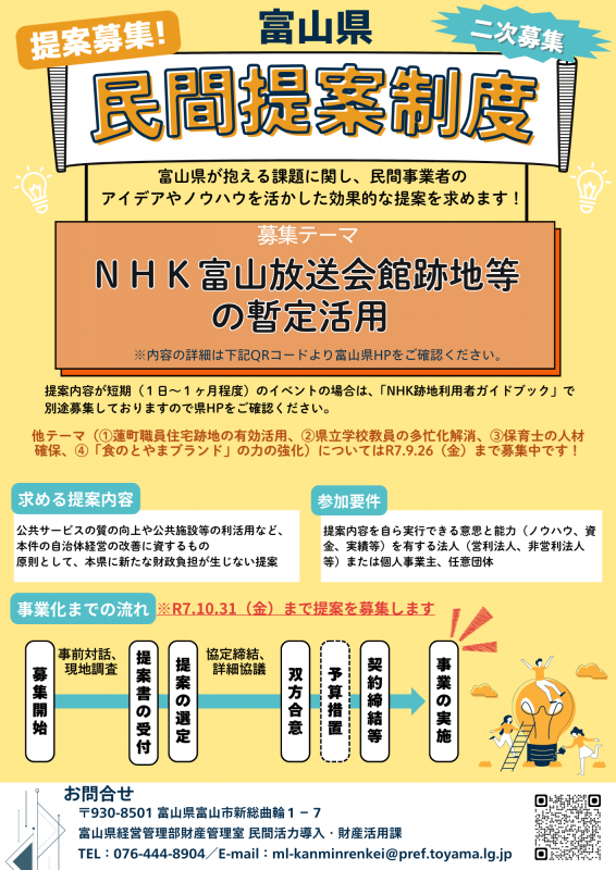 民間提案制度チラシ（二次募集）